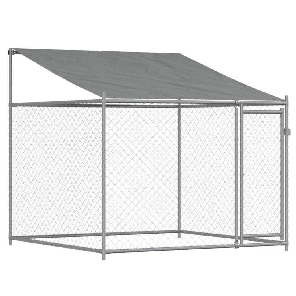 Dog Cage with Roof and Door Grey 10x2x2 m Galvanised Steel