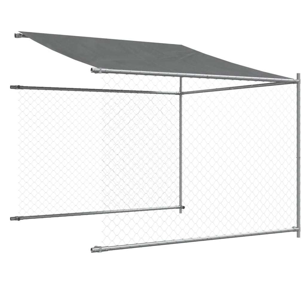 vidaXL Dog Cage with Roof and Door Grey 12x2x2 m Galvanised Steel