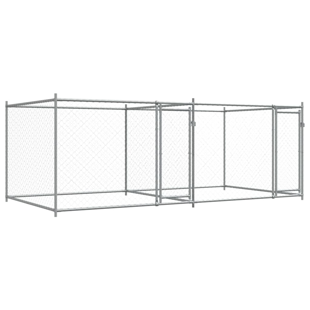 Dog Cage with Doors Grey 4x2x1,5 m Galvanised Steel