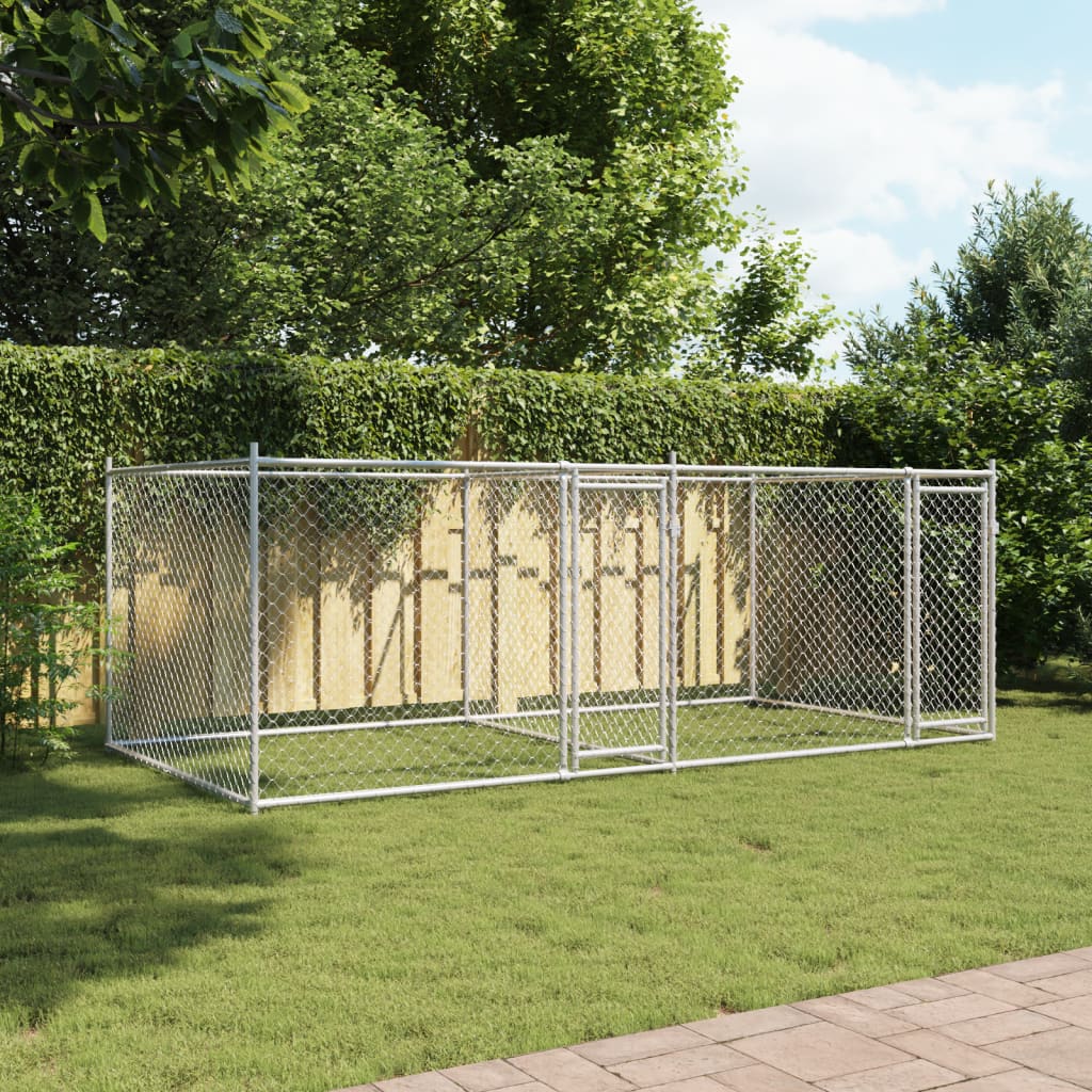 Dog Cage with Doors Grey 4x2x1,5 m Galvanised Steel