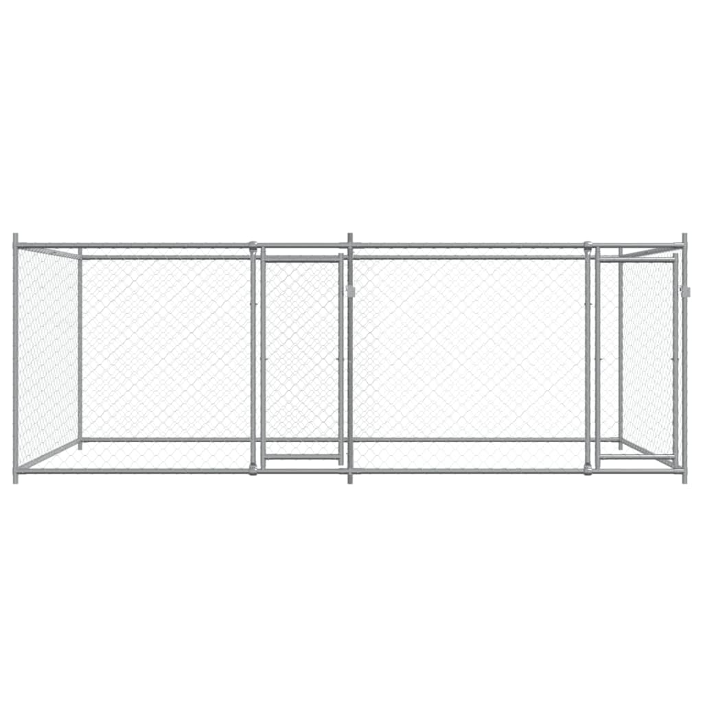 Dog Cage with Doors Grey 4x2x1,5 m Galvanised Steel