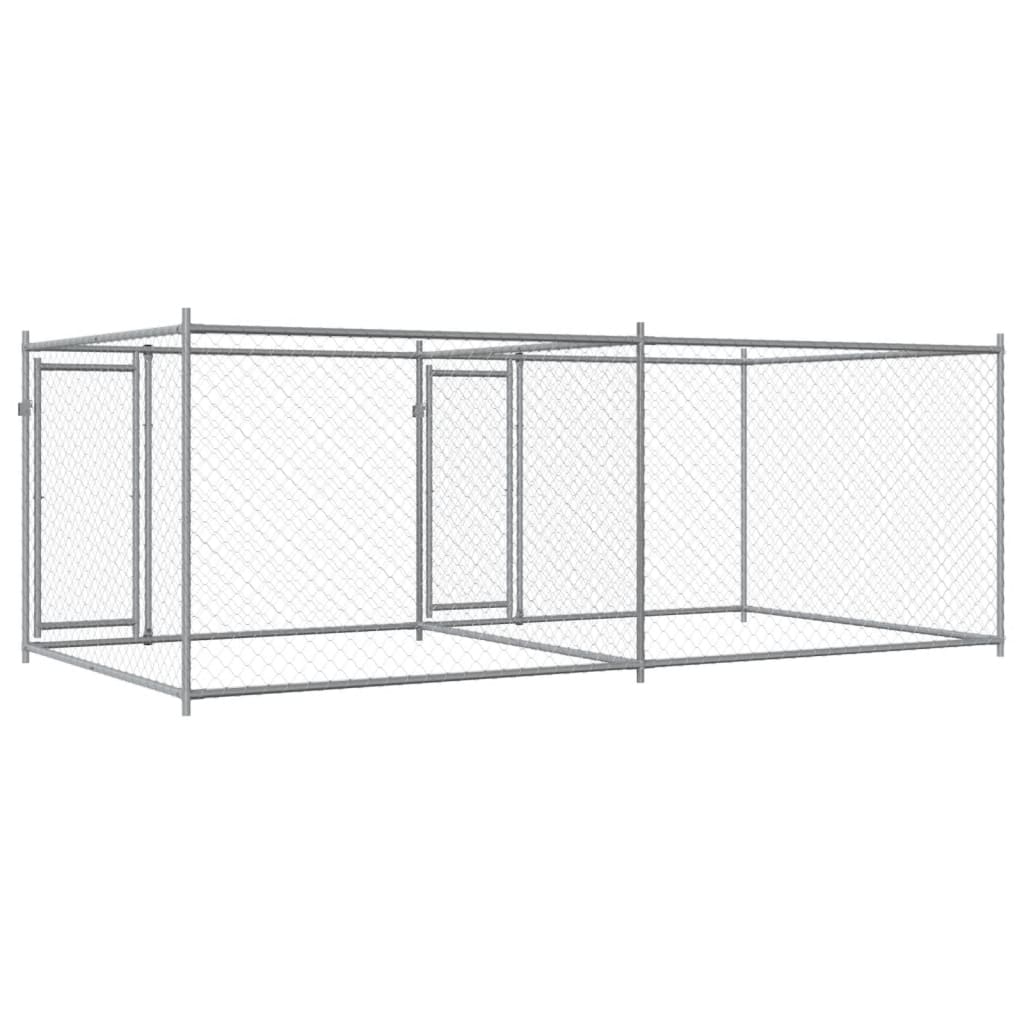 Dog Cage with Doors Grey 4x2x1.5 m Galvanised Steel