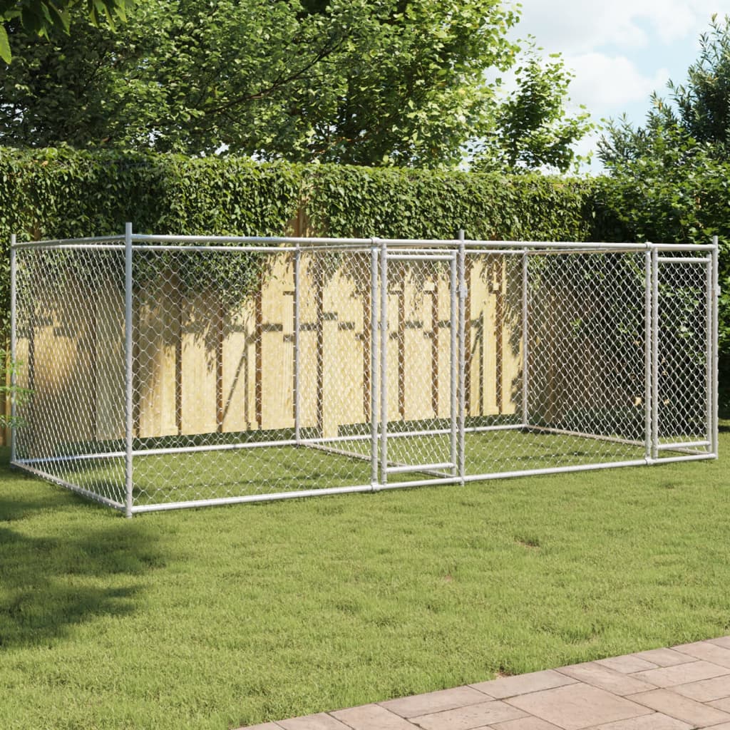 Dog Cage with Doors Grey 4x2x1,5 m Galvanised Steel