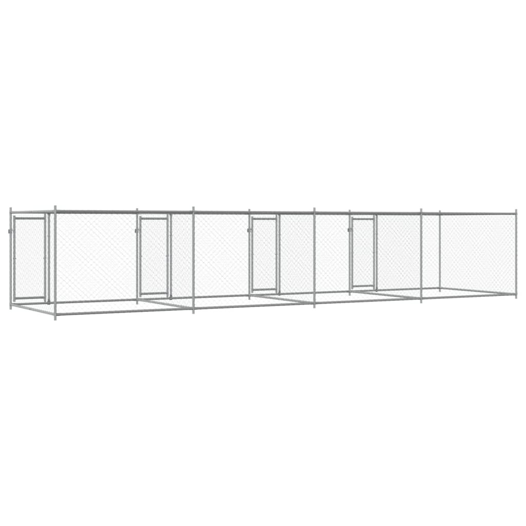 Dog Cage with Doors Grey 8x2x1,5 m Galvanised Steel
