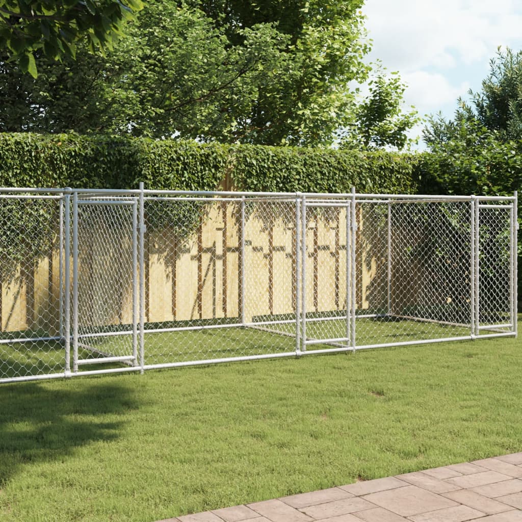 Dog Cage with Doors Grey 8x2x1,5 m Galvanised Steel