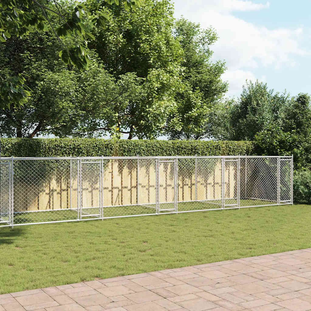 Dog Cage with Doors Grey 12x2x1,5 m Galvanised Steel