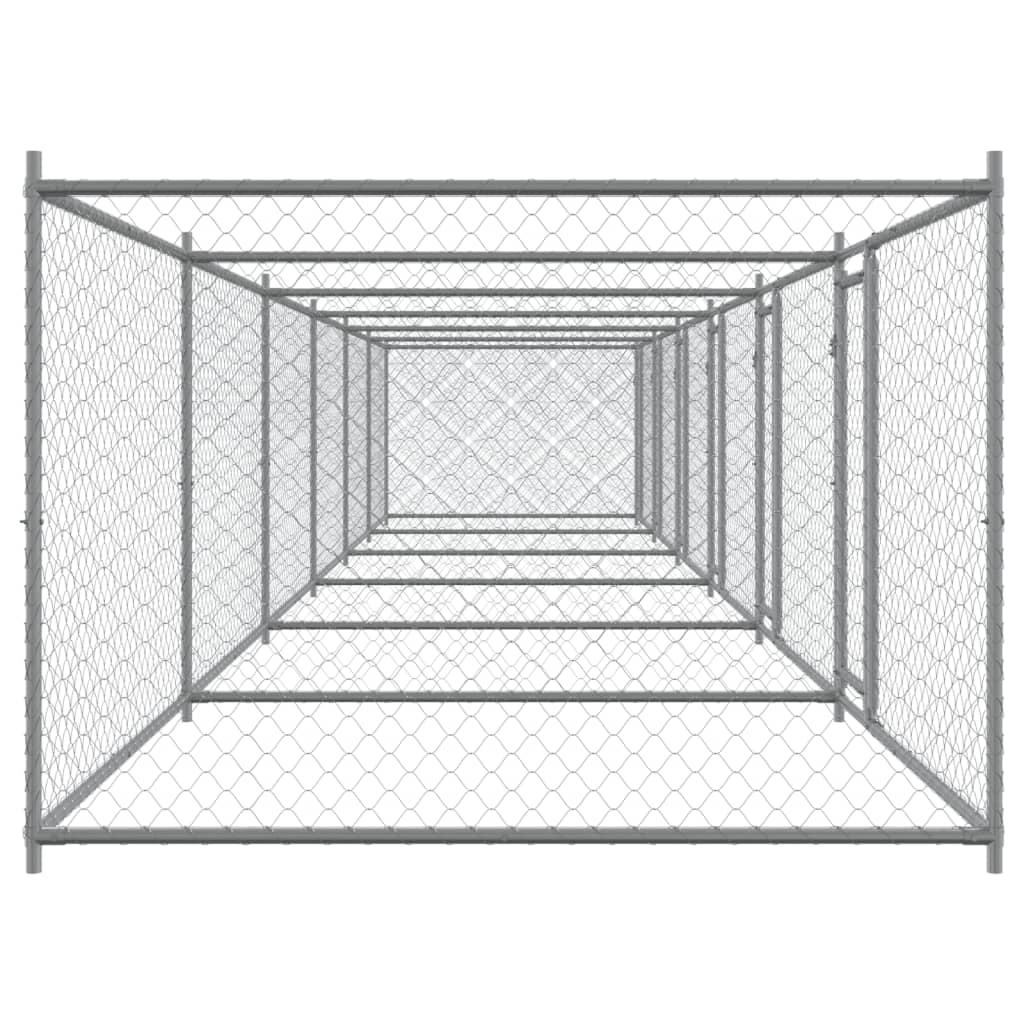 Dog Cage with Doors Grey 12x2x1.5 m Galvanised Steel