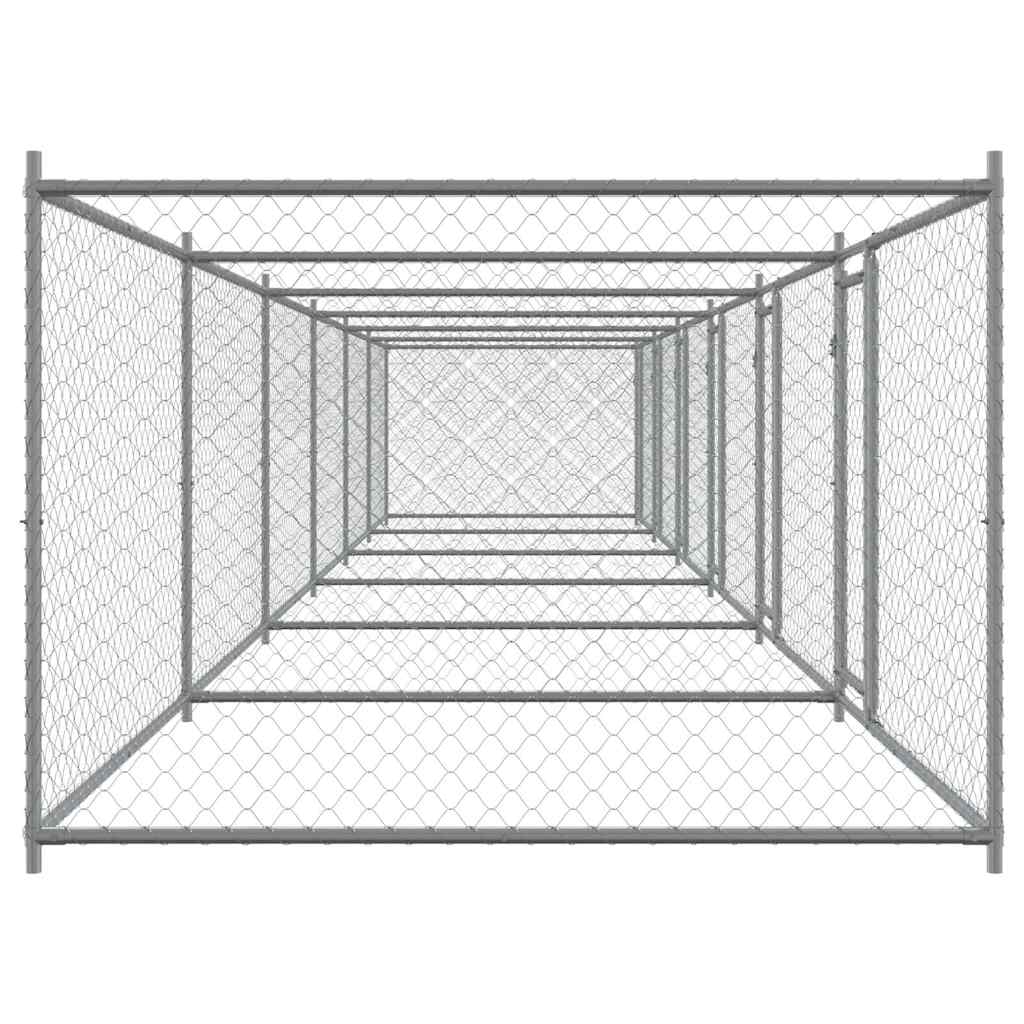 Dog Cage with Doors Grey 12x2x1,5 m Galvanised Steel