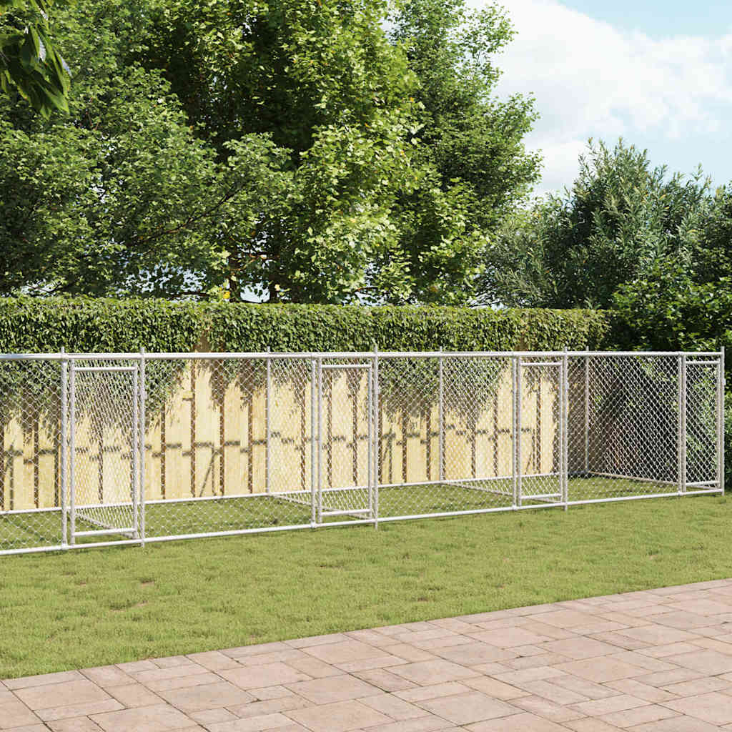 Dog Cage with Doors Grey 12x2x1,5 m Galvanised Steel