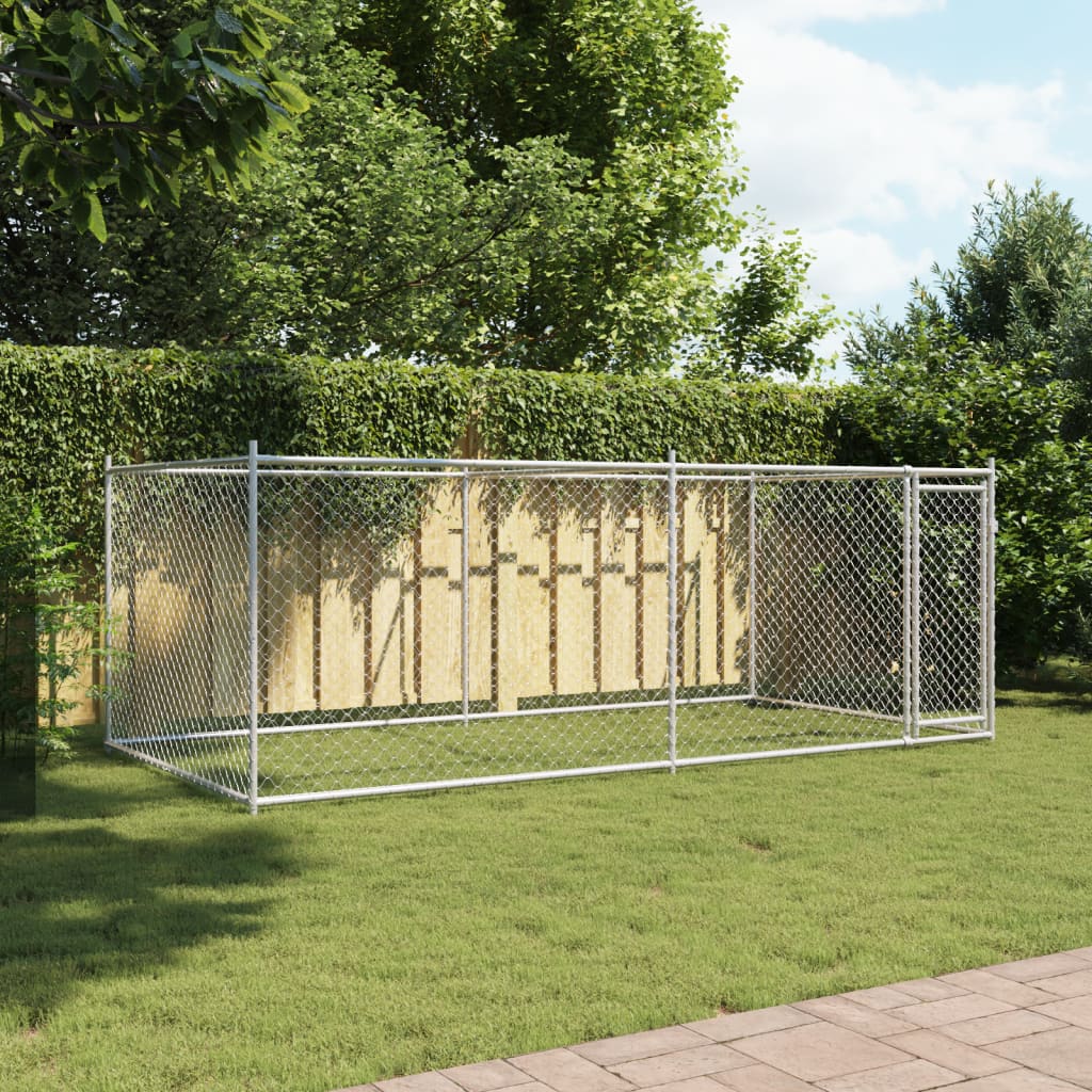 Dog Cage with Door Grey 4x2x1,5 m Galvanised Steel