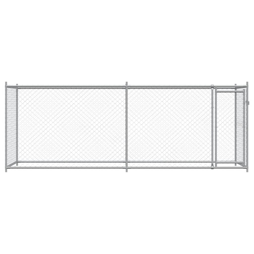 Dog Cage with Door Grey 4x2x1.5 m Galvanised Steel