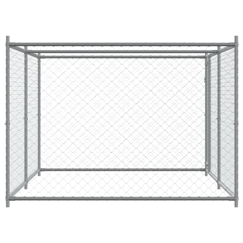 Dog Cage with Door Grey 4x2x1.5 m Galvanised Steel