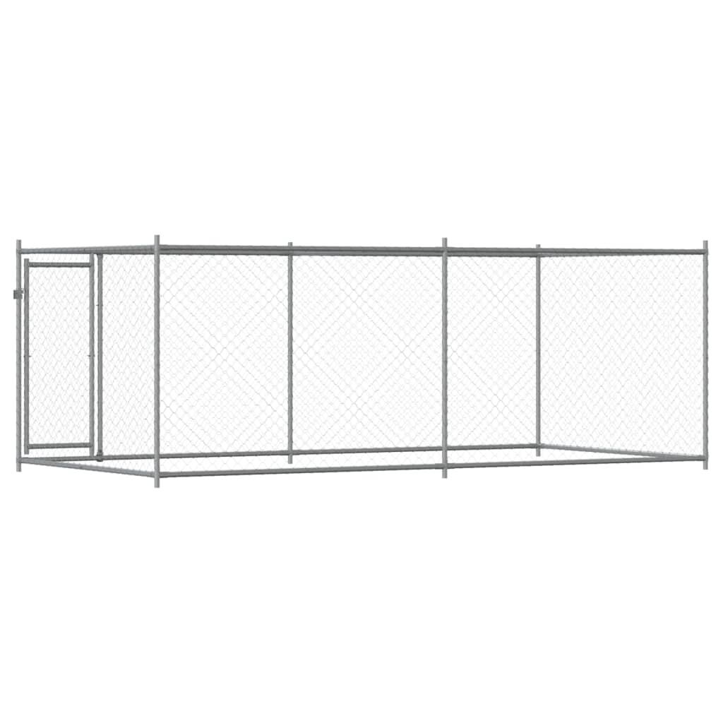 Dog Cage with Door Grey 4x2x1,5 m Galvanised Steel