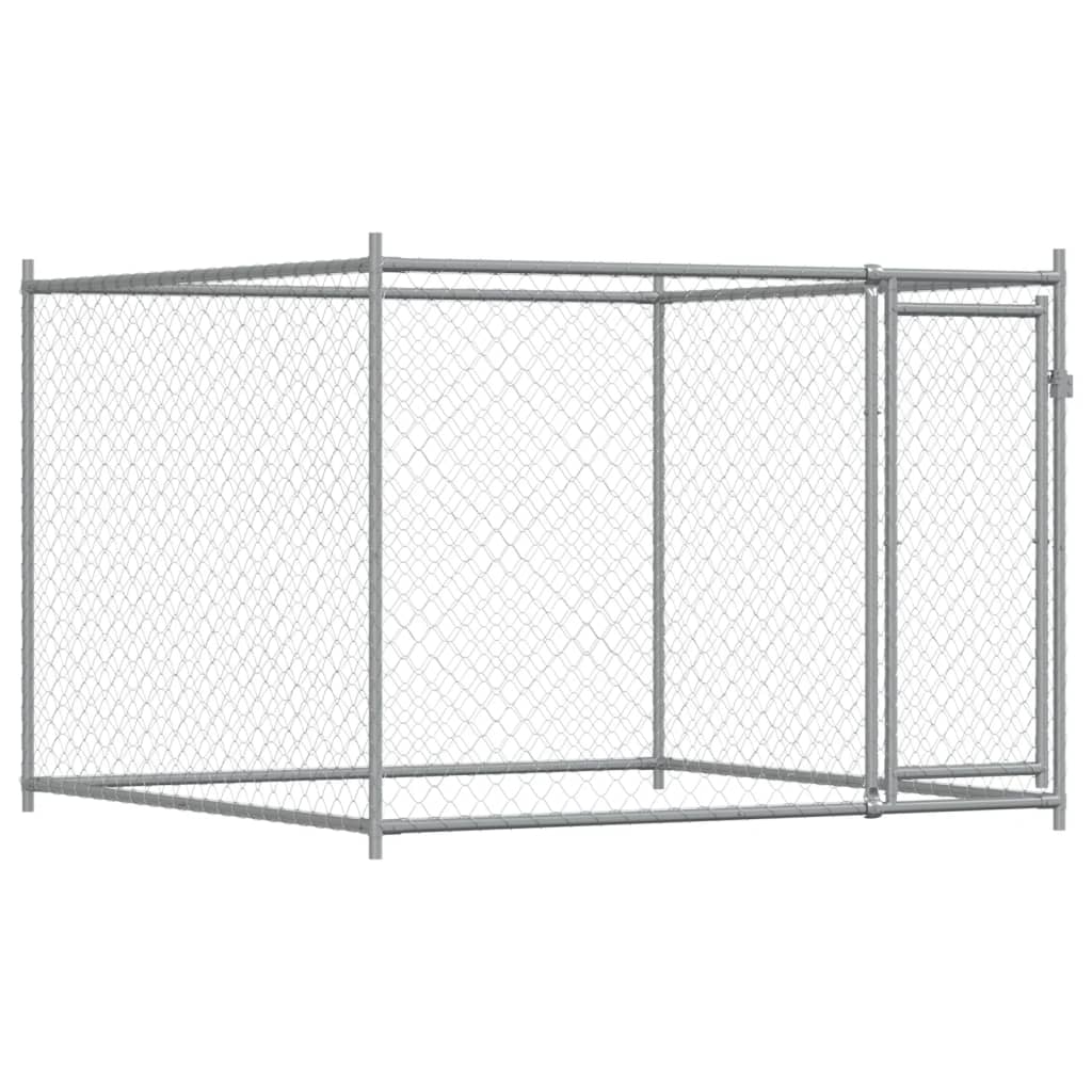 Dog Cage with Door Grey 4x2x1.5 m Galvanised Steel