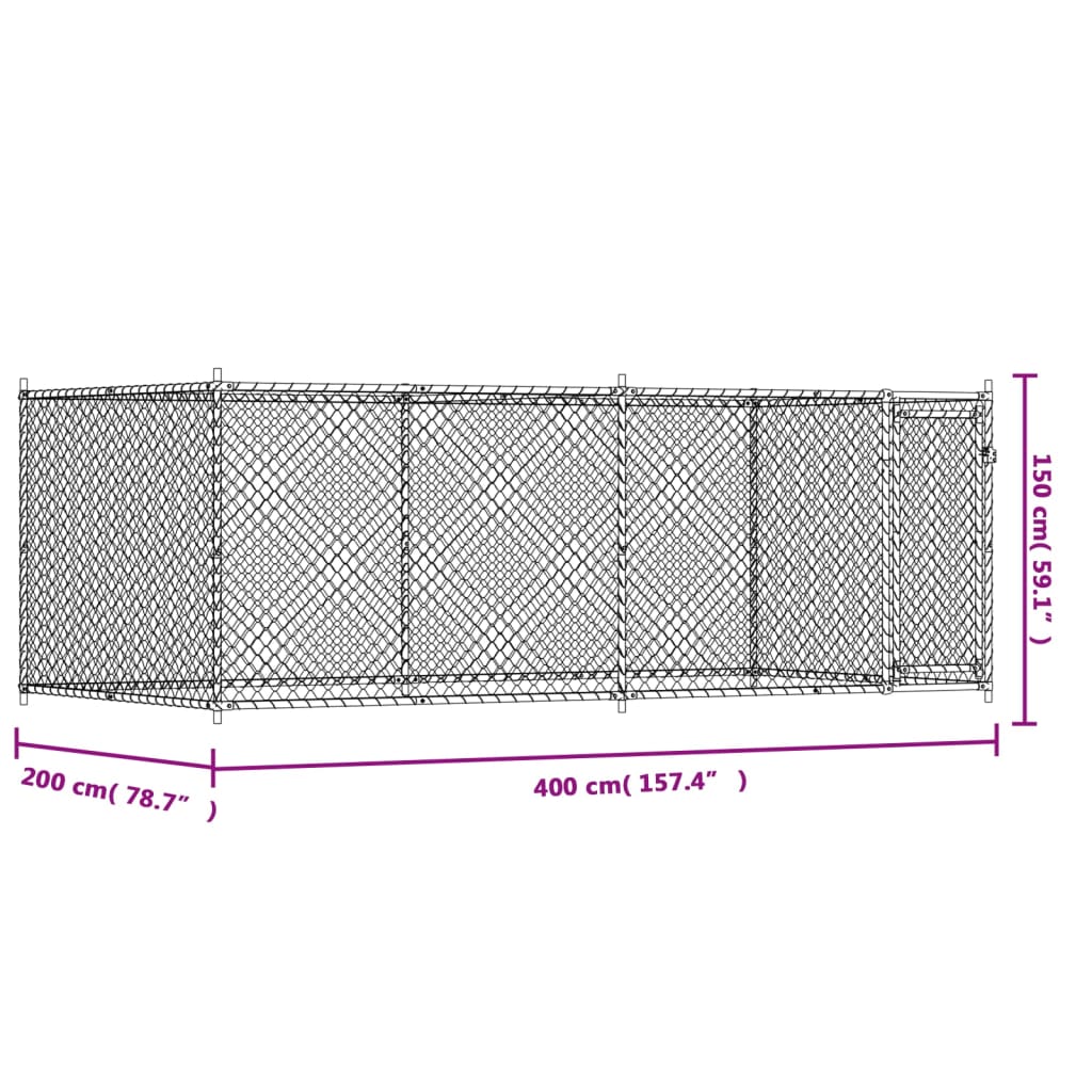 Dog Cage with Door Grey 4x2x1,5 m Galvanised Steel