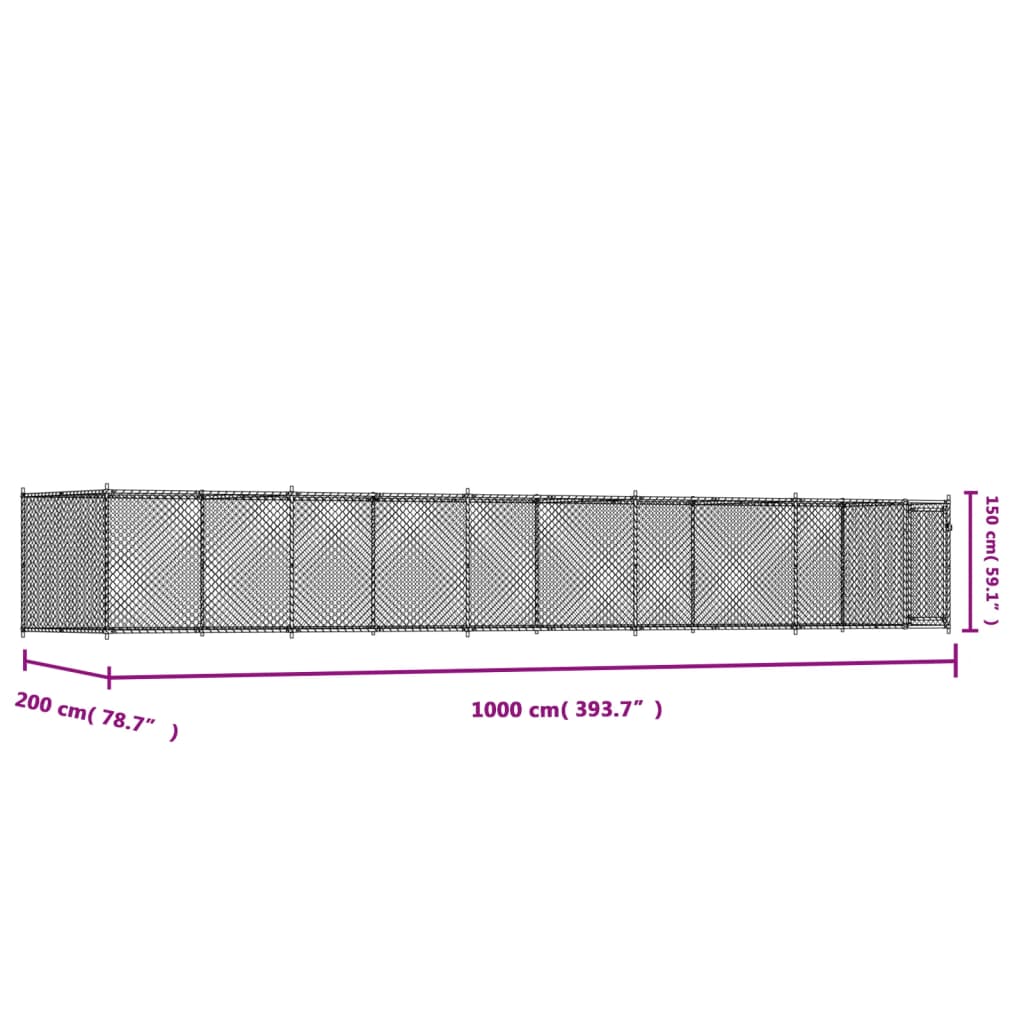 Dog Cage with Door Grey 10x2x1,5 m Galvanised Steel