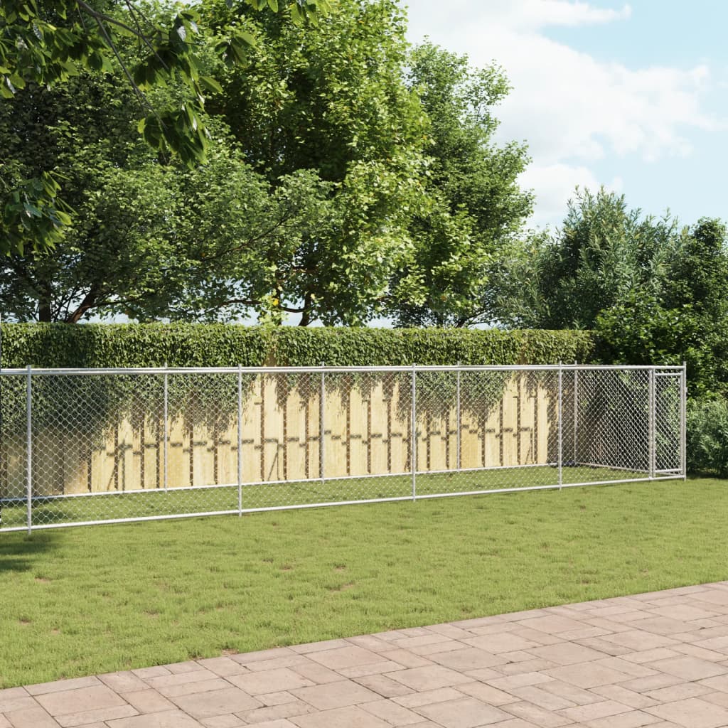 Dog Cage with Door Grey 12x2x1,5 m Galvanised Steel