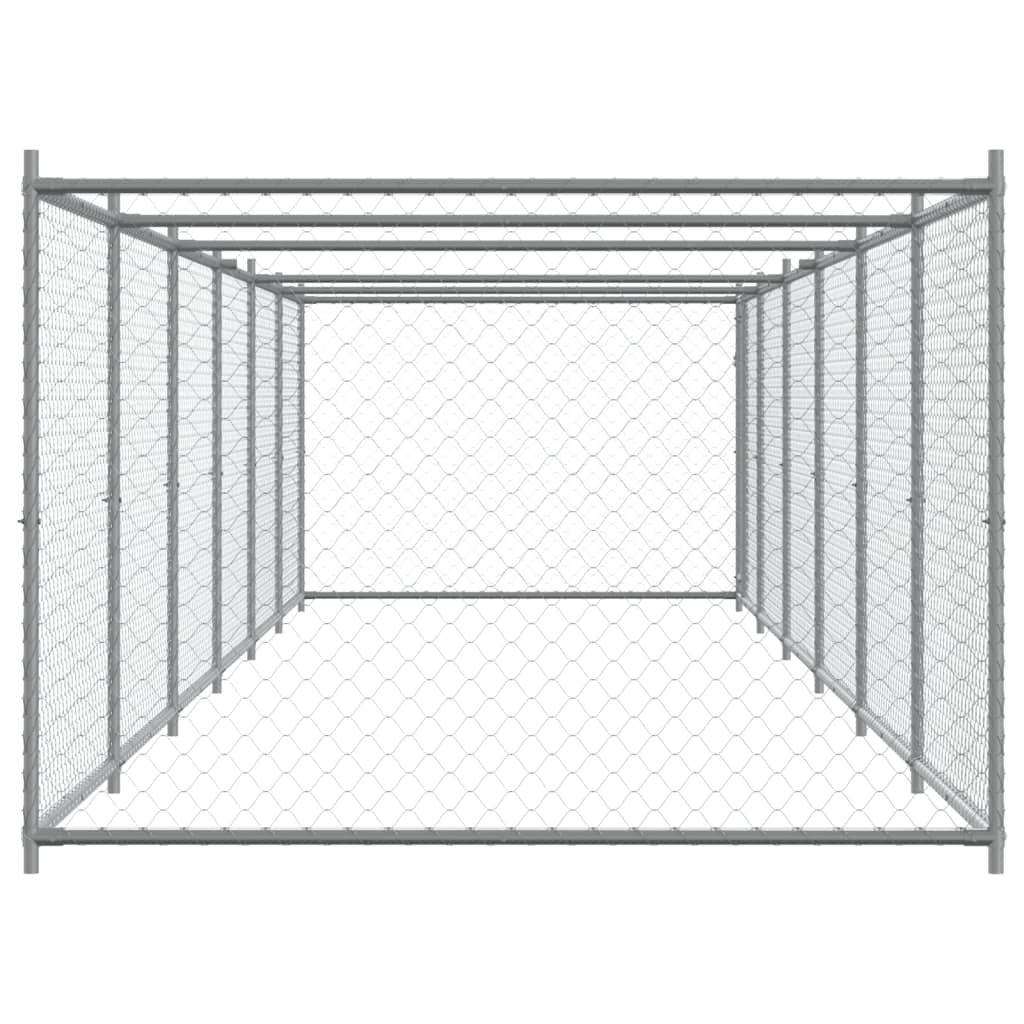 Dog Cage with Door Grey 12x2x1,5 m Galvanised Steel