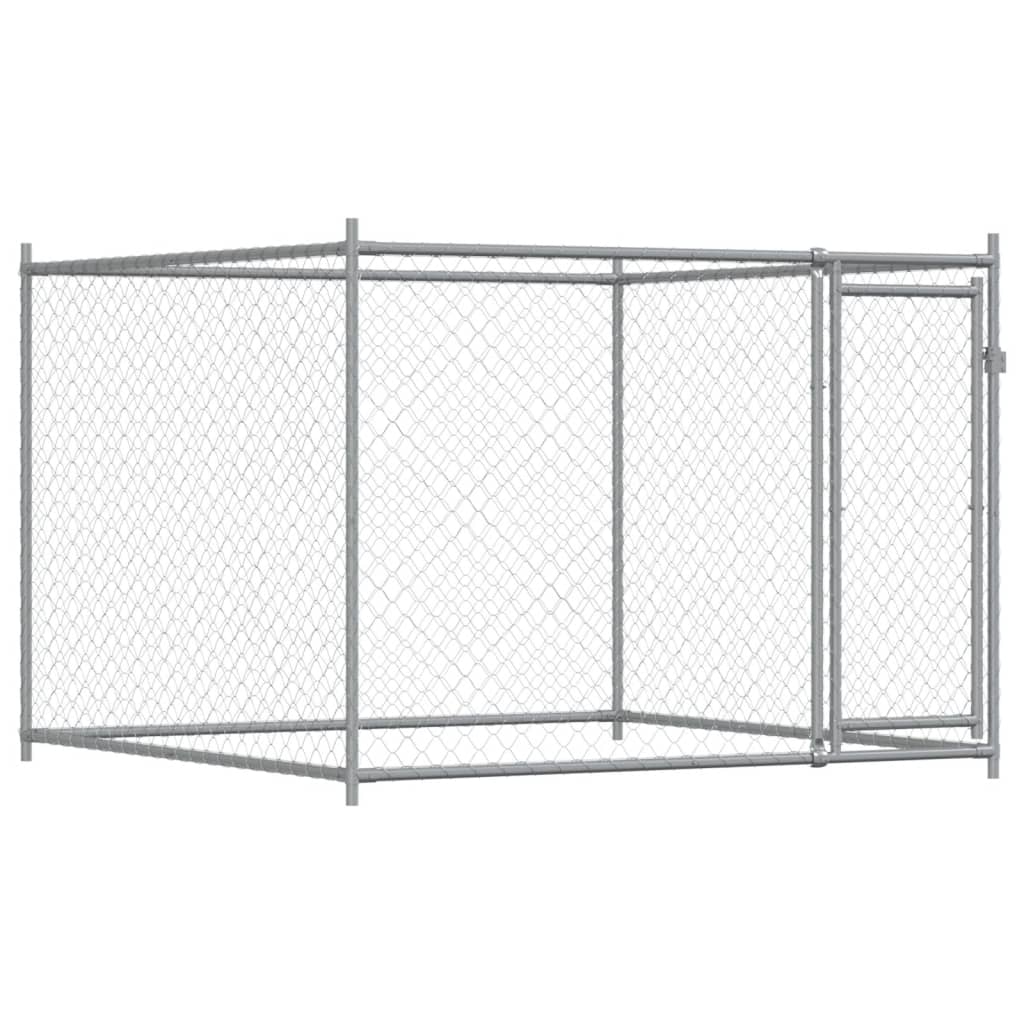 Dog Cage with Door Grey 12x2x1,5 m Galvanised Steel