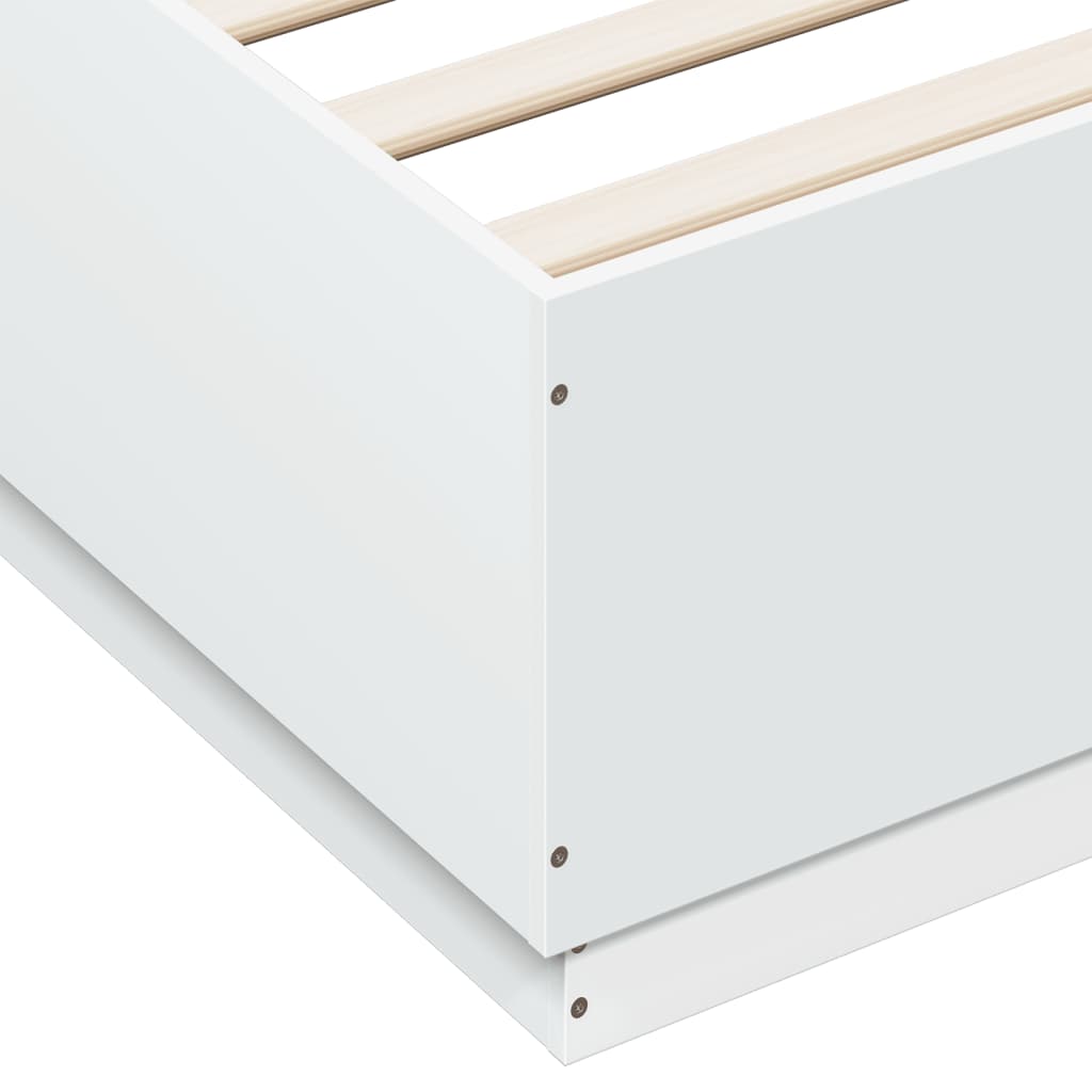 Bed Frame with LED without Mattress White 200x200 cm