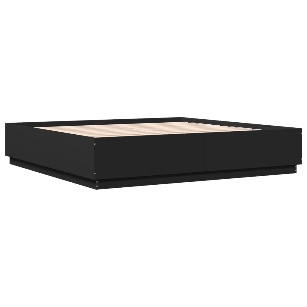 Bed Frame with LED without Mattress Black 200x200 cm