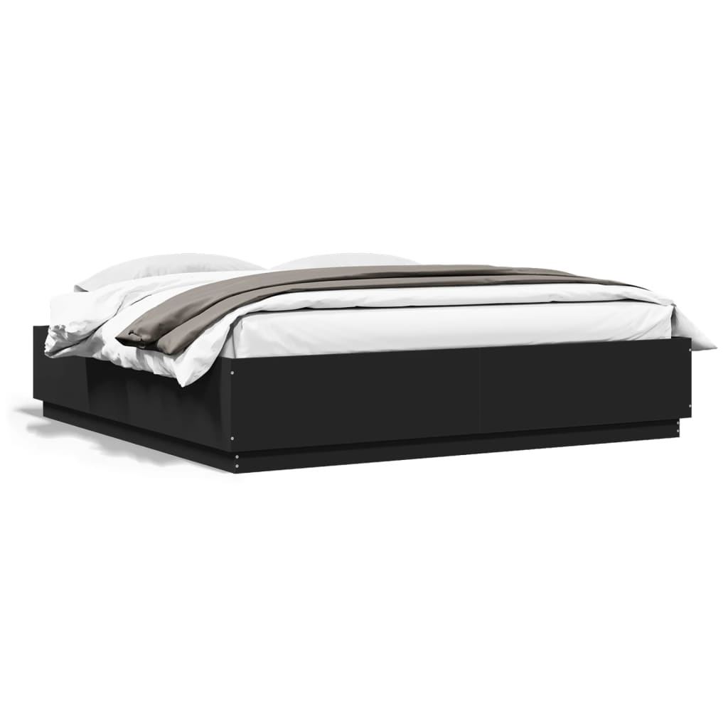 Bed Frame with LED without Mattress Black 200x200 cm