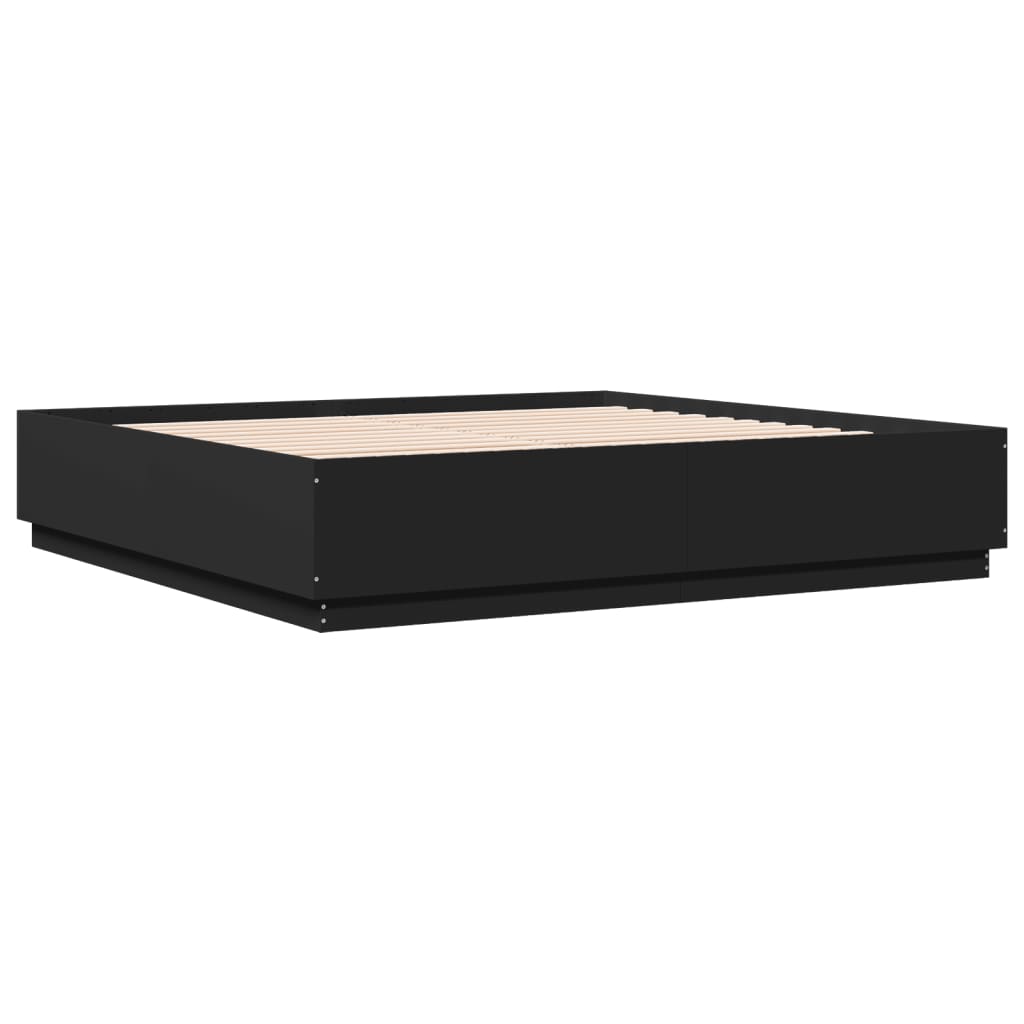 Bed Frame with LED without Mattress Black 200x200 cm