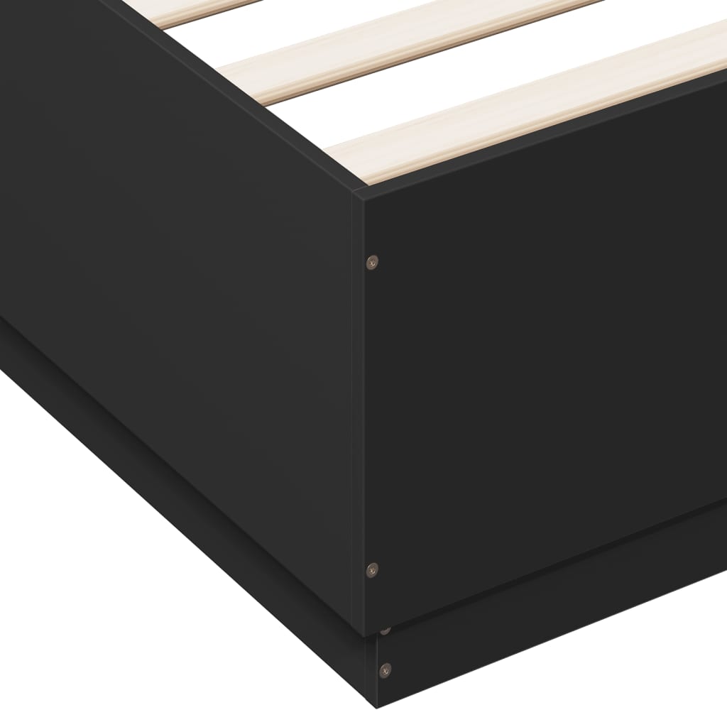 Bed Frame with LED without Mattress Black 200x200 cm