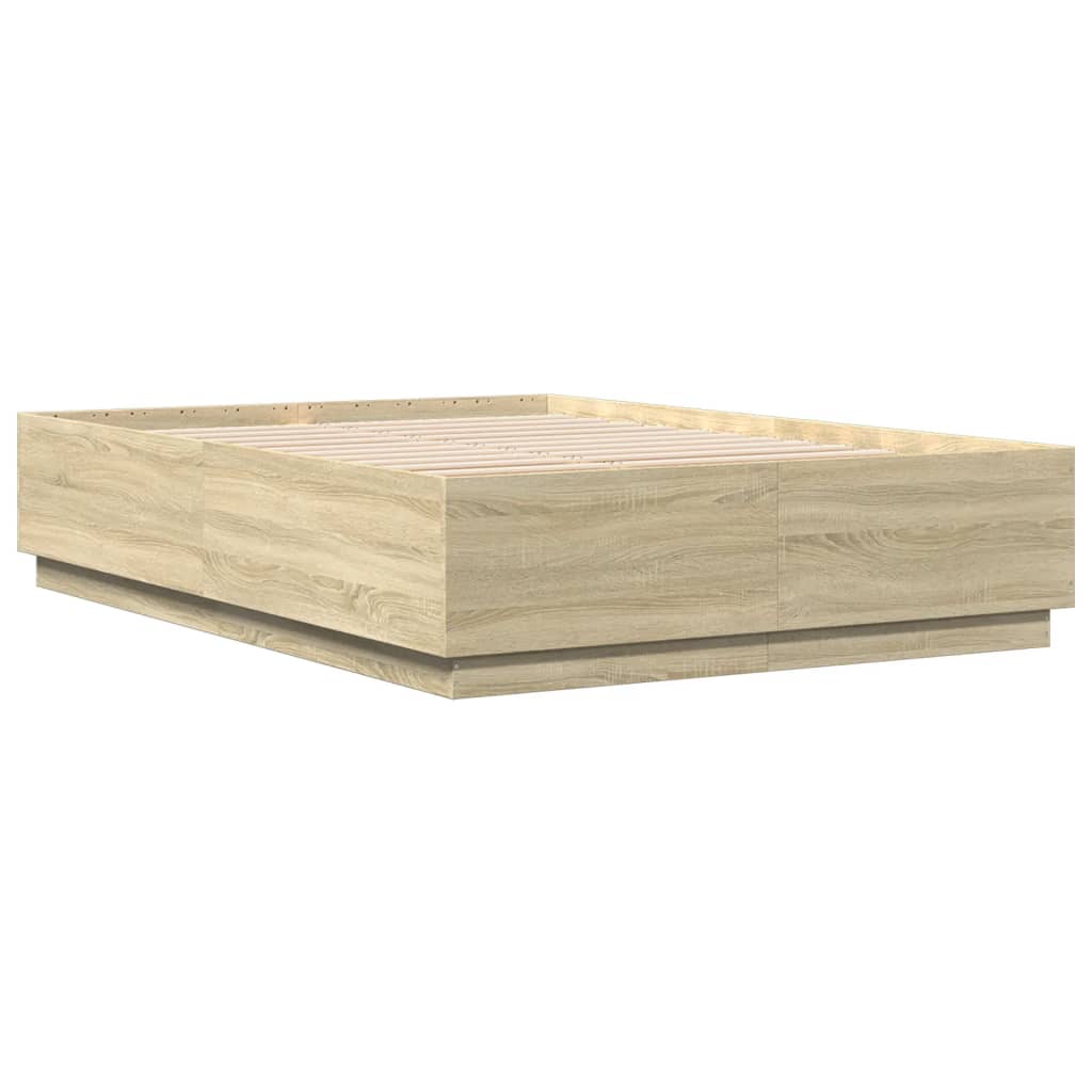 Bed Frame with LED without Mattress Sonoma Oak 150x200 cm King Size