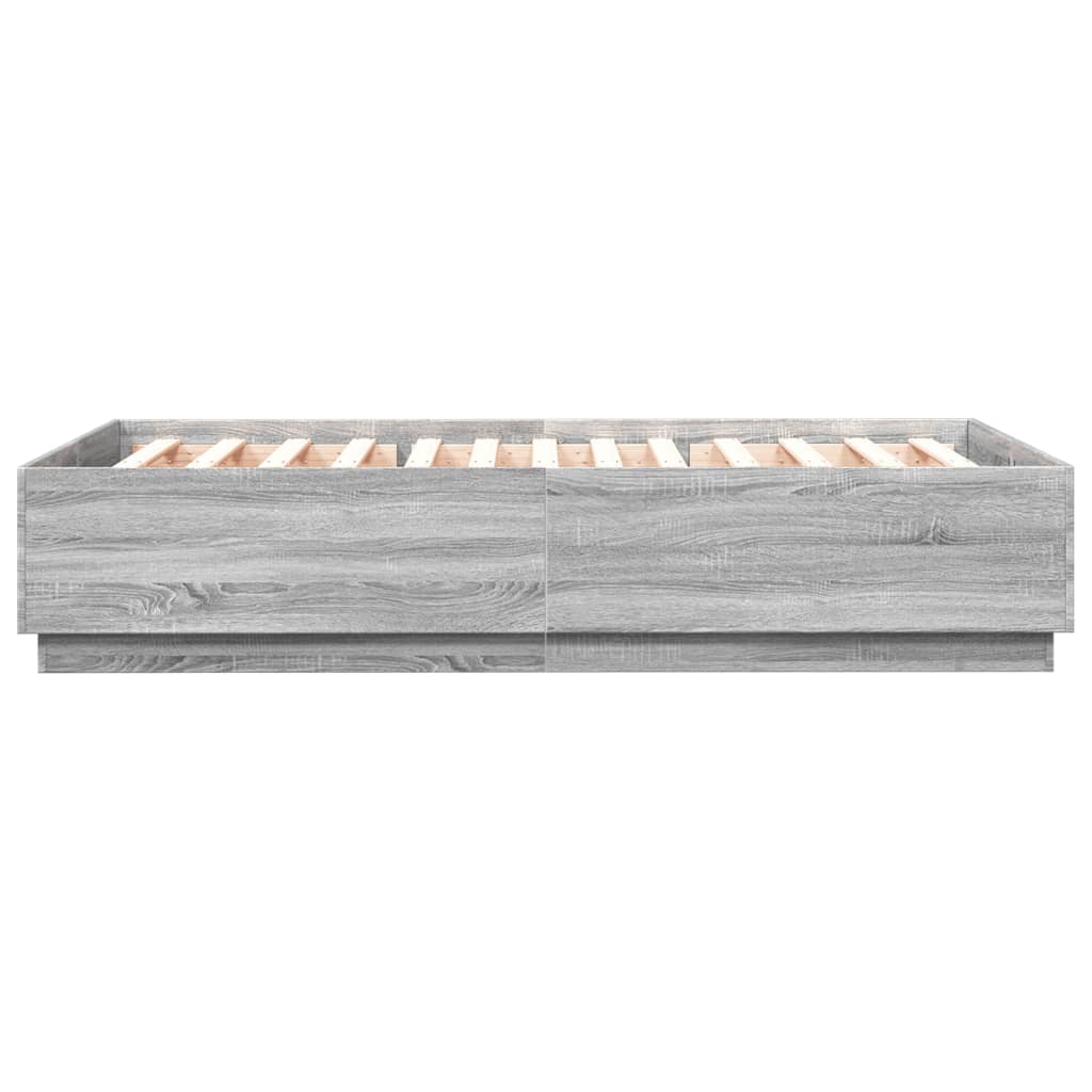 Bed Frame with LED without Mattress Grey Sonoma 120x200 cm