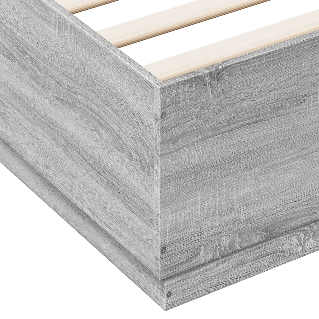 Bed Frame with LED without Mattress Grey Sonoma 120x200 cm