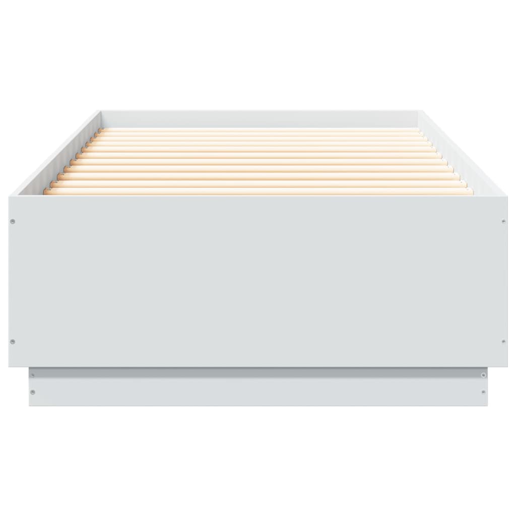 Bed Frame with LED without Mattress White 100x200 cm