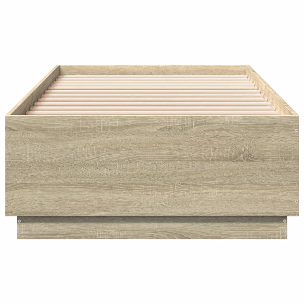 Bed Frame with LED without Mattress Sonoma Oak 100x200 cm