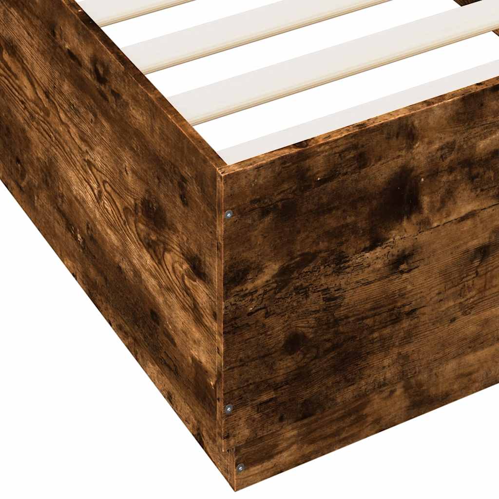 Bed Frame with LED without Mattress Smoked Oak 100x200 cm