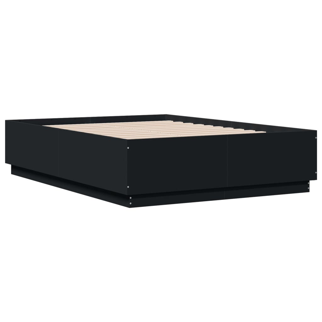 Bed Frame with LED without Mattress Black 120x190 cm Small Double