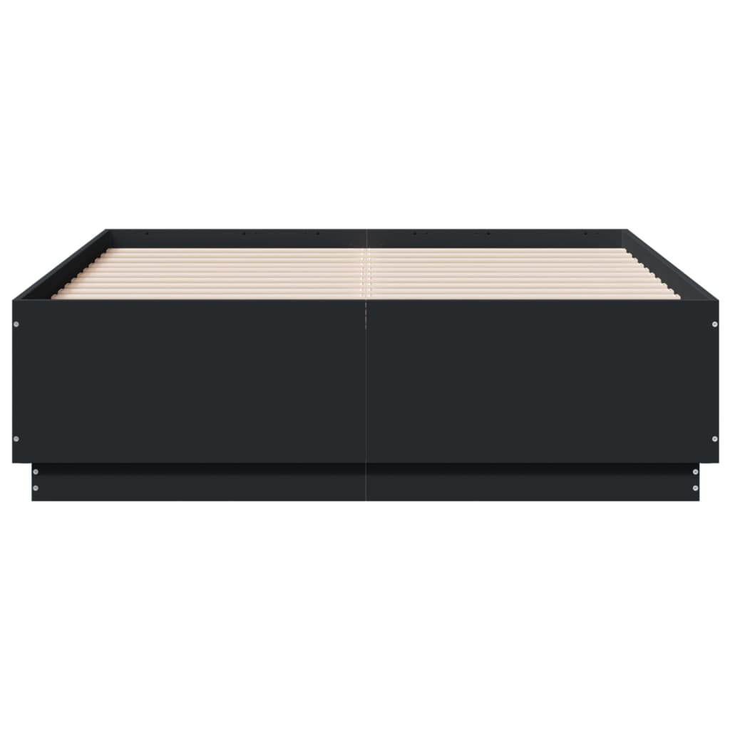 Bed Frame with LED without Mattress Black 120x190 cm Small Double