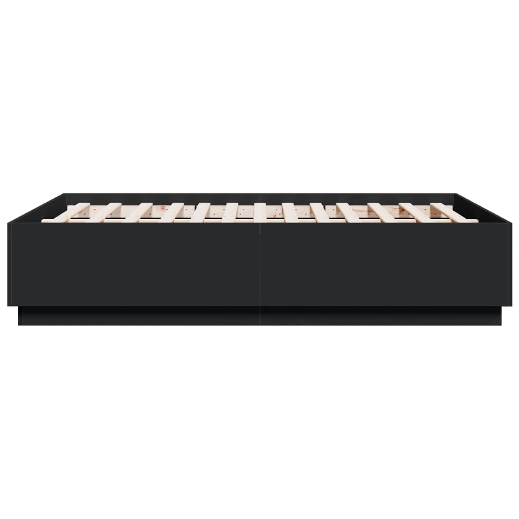 Bed Frame with LED without Mattress Black 120x190 cm Small Double
