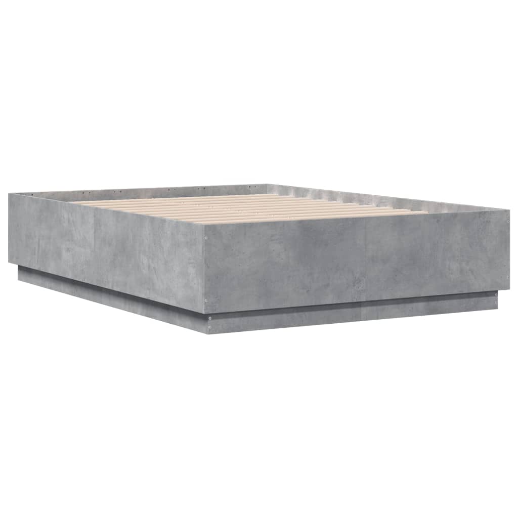 vidaXL Bed Frame with LED without Mattress Concrete Grey 120x190 cm Small Double