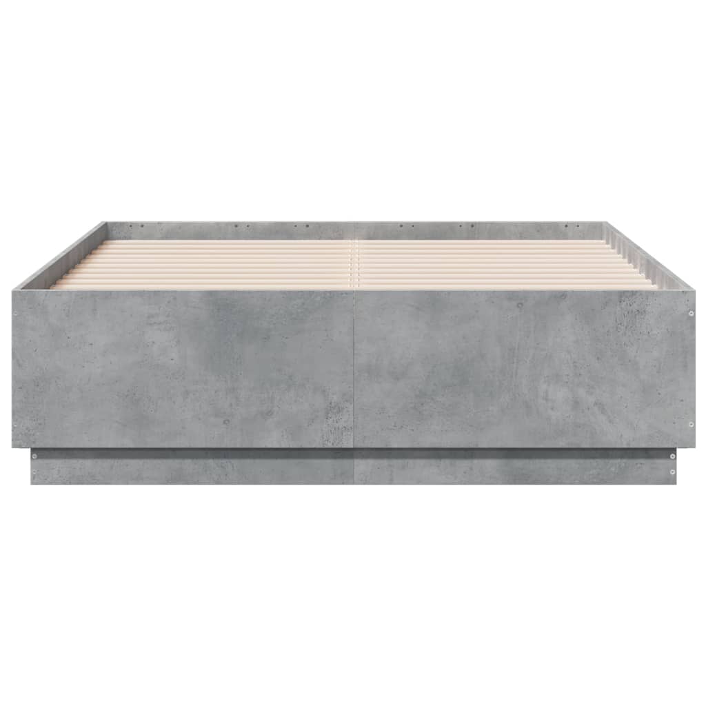 vidaXL Bed Frame with LED without Mattress Concrete Grey 120x190 cm Small Double