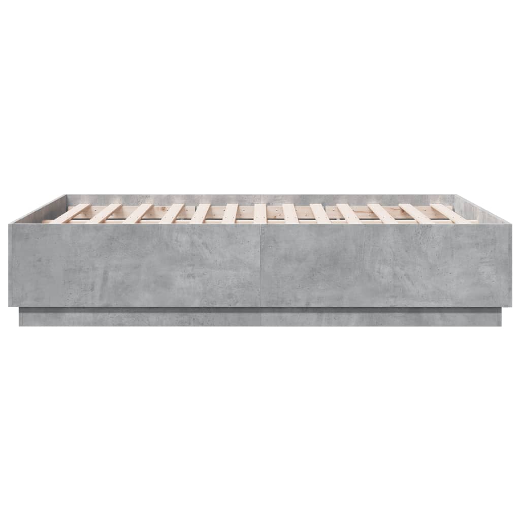 vidaXL Bed Frame with LED without Mattress Concrete Grey 120x190 cm Small Double