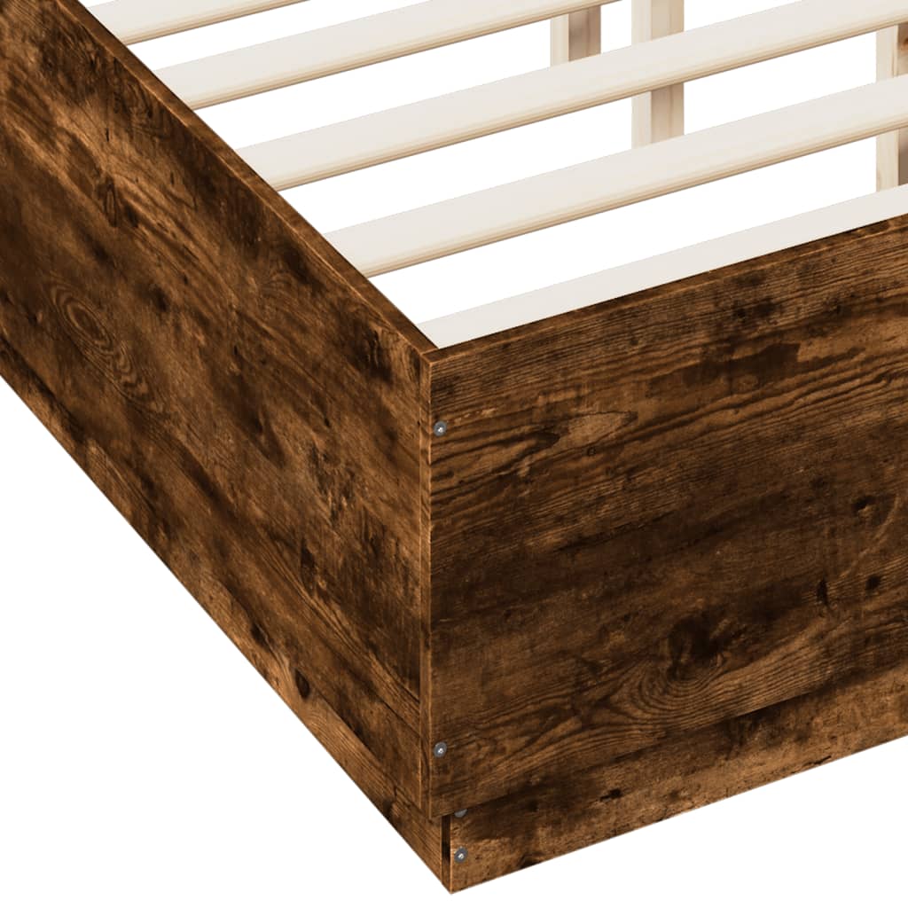 Bed Frame with LED without Mattress Smoked Oak 120x190 cm Small Double
