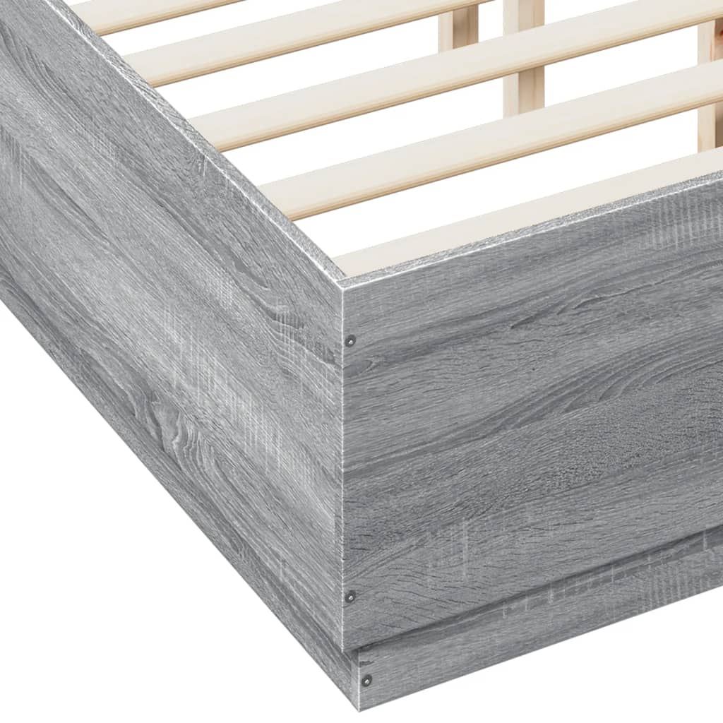 Bed Frame with LED without Mattress Grey Sonoma 120x190 cm Small Double