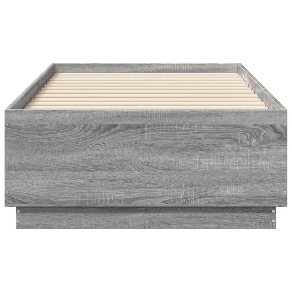 Bed Frame with LED without Mattress Grey Sonoma 90x190 cm Single