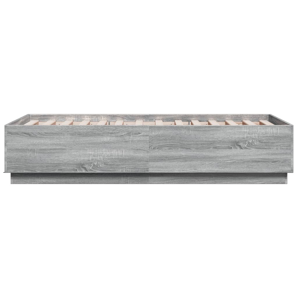 Bed Frame with LED without Mattress Grey Sonoma 90x190 cm Single