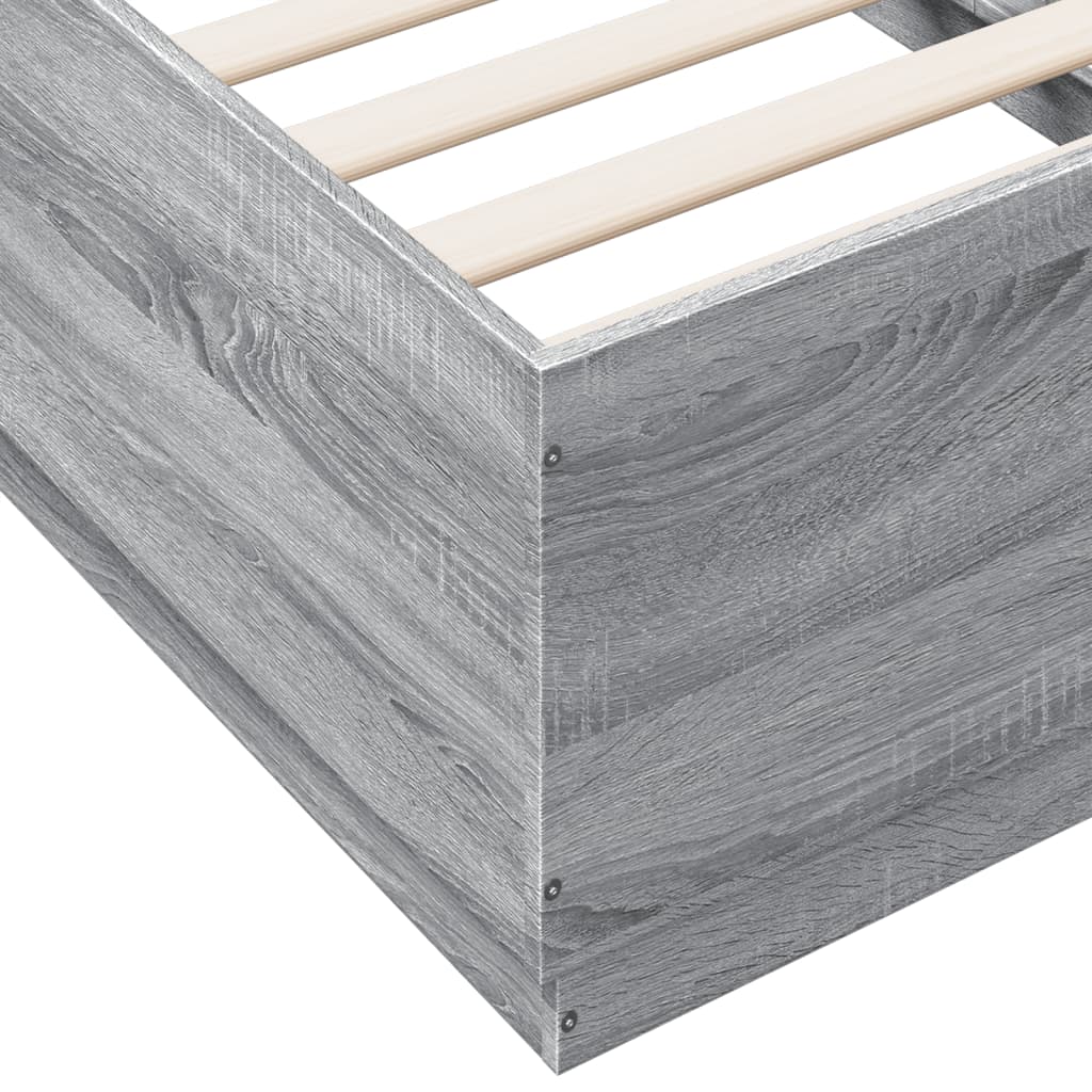 Bed Frame with LED without Mattress Grey Sonoma 90x190 cm Single
