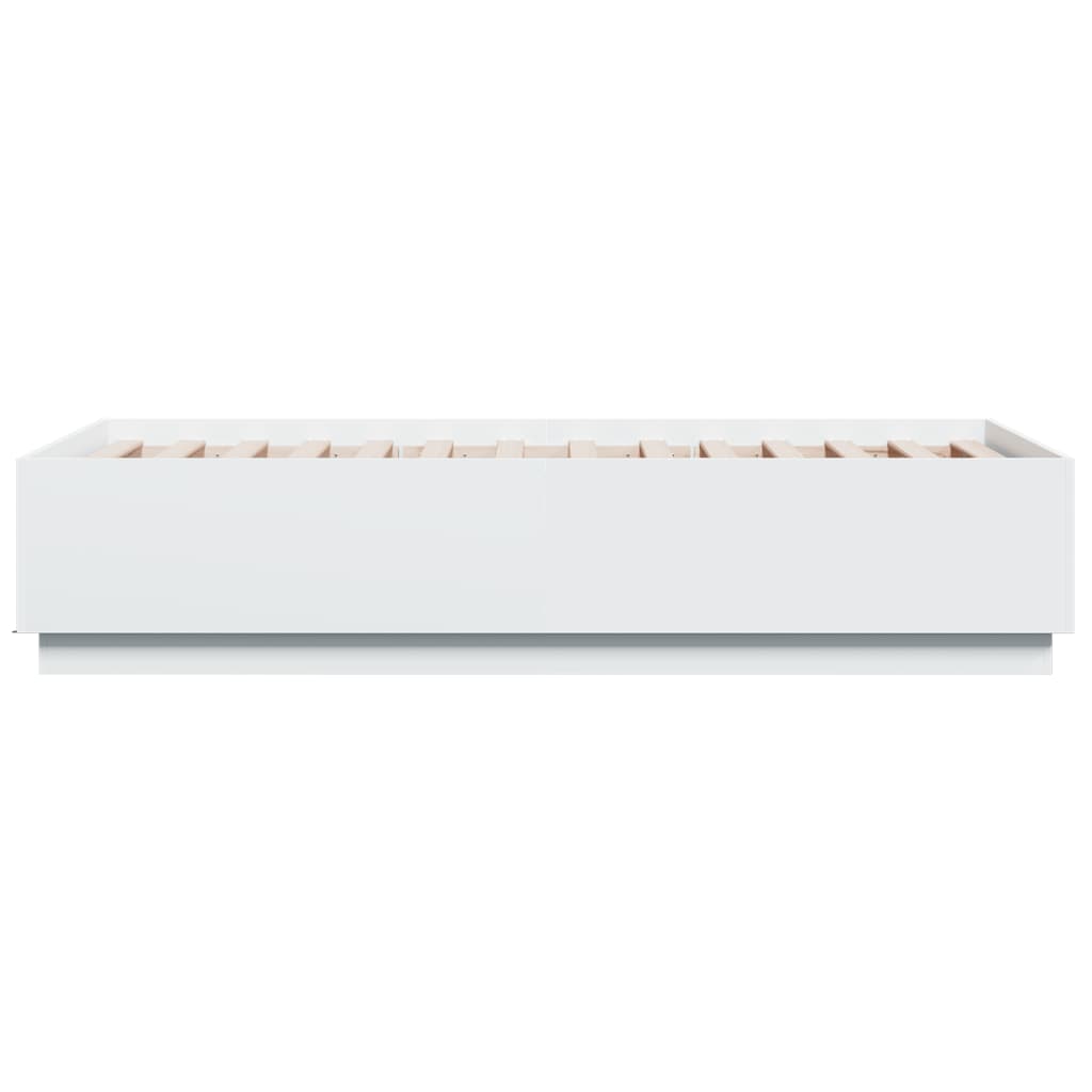 Bed Frame with LED without Mattress White 75x190 cm Small Single