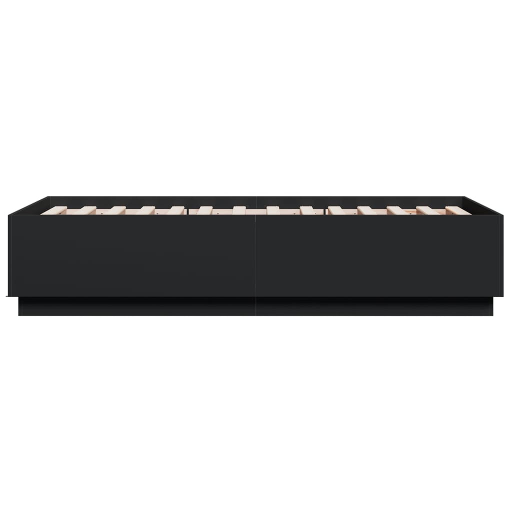 Bed Frame with LED without Mattress Black 75x190 cm Small Single