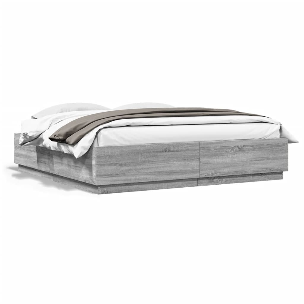 Bed Frame without Mattress Grey Sonoma 200x200 cm