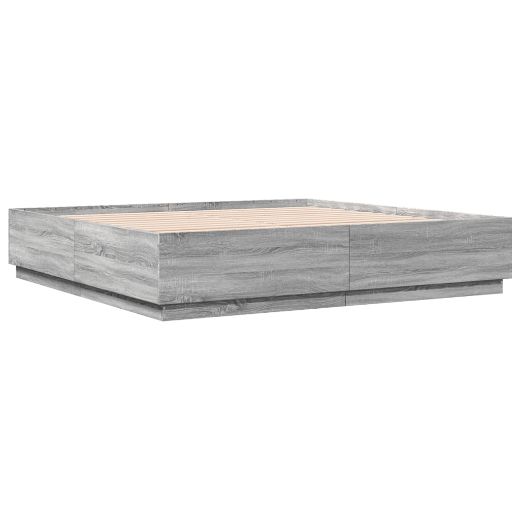 Bed Frame without Mattress Grey Sonoma 180x200 cm Super King