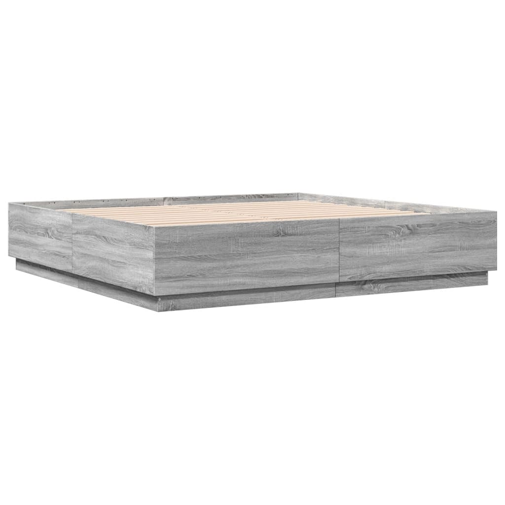 Bed Frame without Mattress Grey Sonoma 180x200 cm Super King